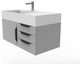 CastelloUSA Amazon 36" Wall Mount Vanity Set, Gray, White Top, Black Handles