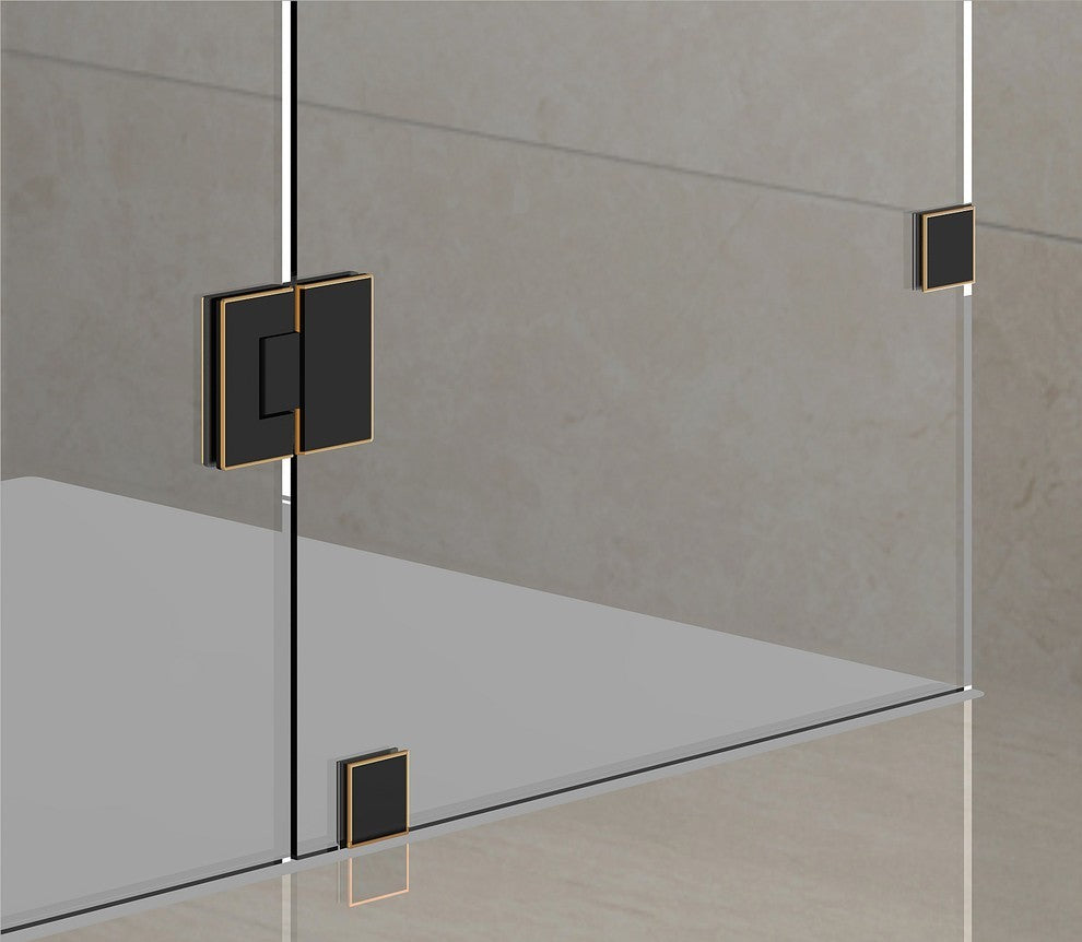 Avalux GS Frameless Shower Enclosure and Shelves, Oil Rubbed Bronze, 34"x30"x72"