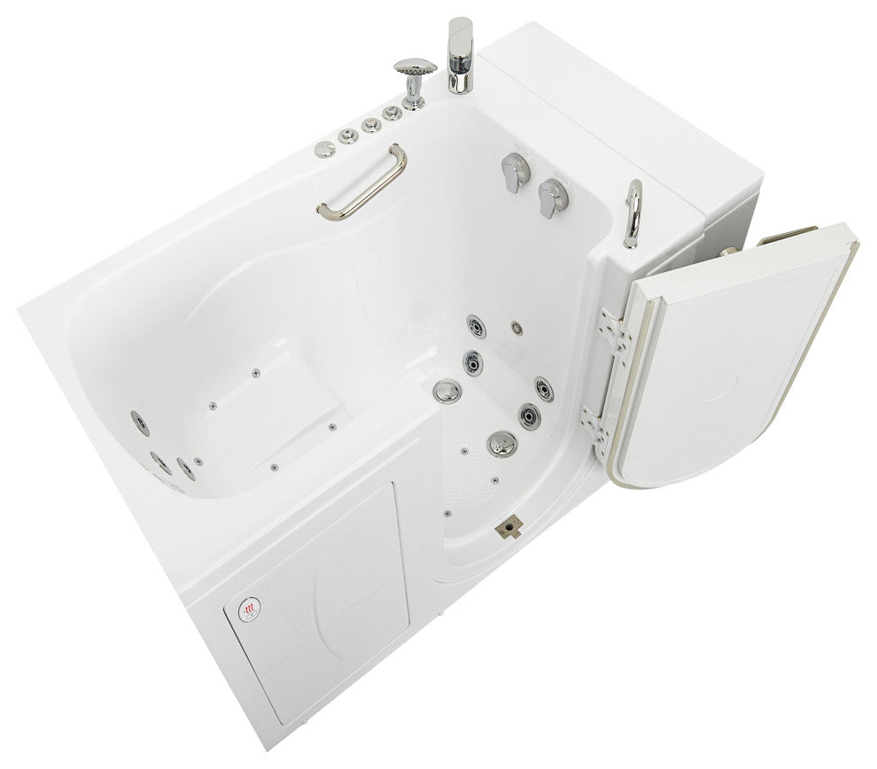 Ella Capri 30"x52" Air+Hydro Massage Walk-In Bathtub, Outward Swing Door, Faucet