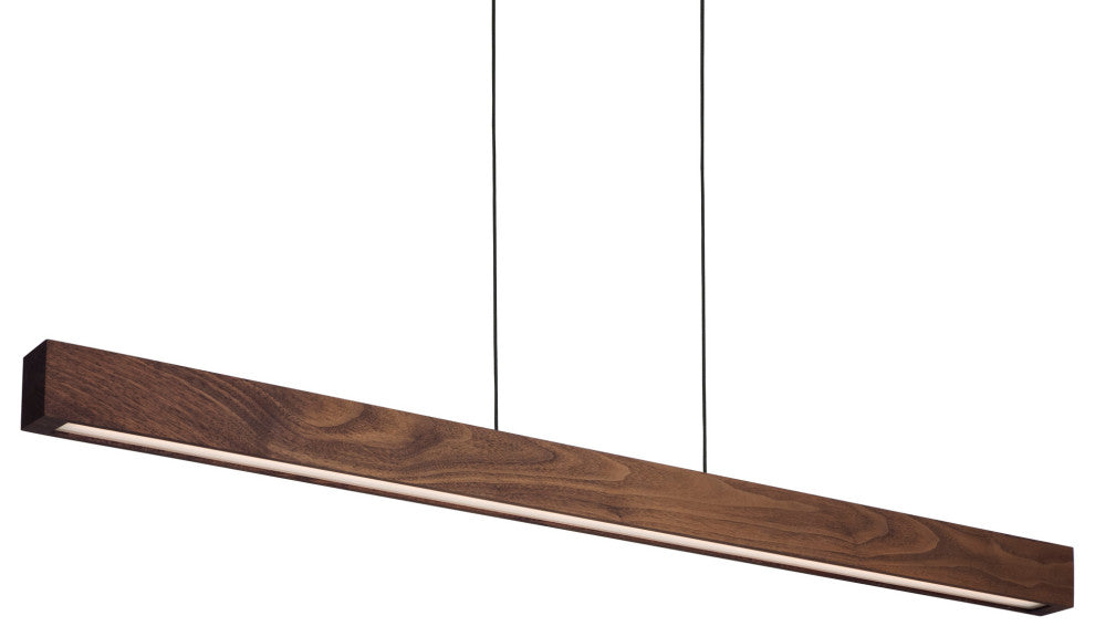 Una LED Linear Pendant 66" Walnut, Uplight/Downlight, 2700K, Dimmable