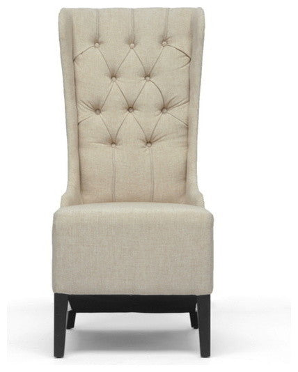 Front-facing full view on white background; best representation for the Vincent Beige Linen Modern Accent Chair as the primary product.