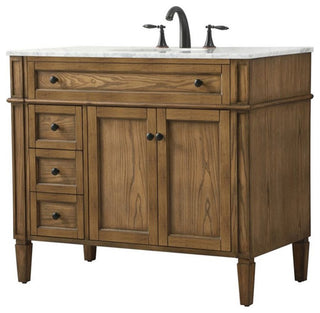 Elegant Decor Park Avenue 40" Aluminum MDF Single Bathroom Vanity in Driftwood