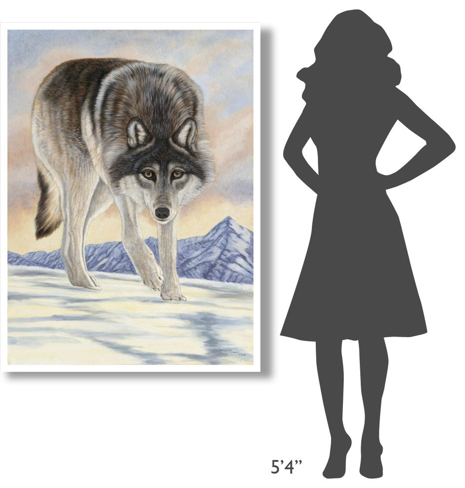 "Wolf in Snow" Digital Paper Print by Jacquie Vaux, 38"x50"