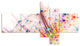 Red Blue Solar Bubbles Planet, Abstract Canvas Wall Art, 60"x32", 5 panels