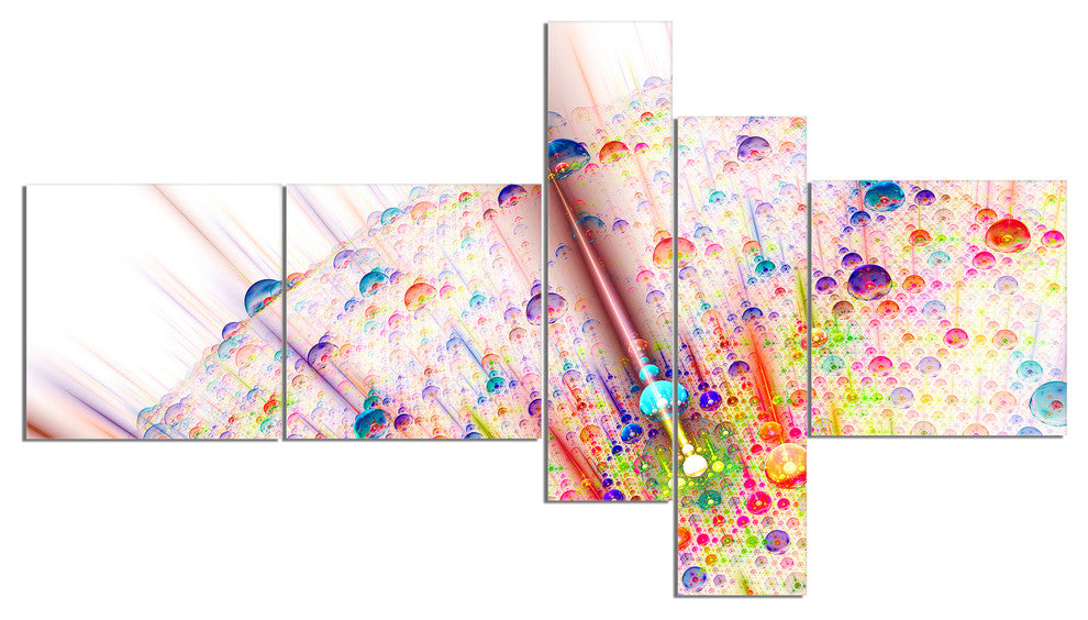 Red Blue Solar Bubbles Planet, Abstract Canvas Wall Art, 60"x32", 5 panels