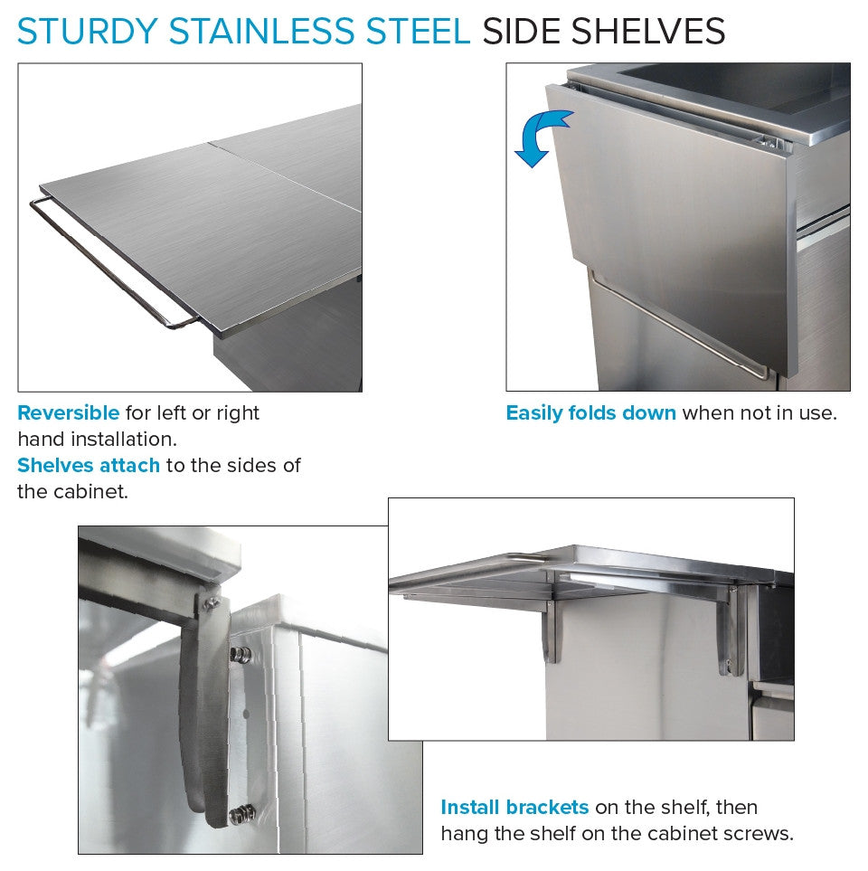 Transolid Single Utility Cabinet Outdoor Kitchen, Standard, Stainless Steel, Single Utility Cabinet With Folding Shelves