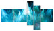 Blue Fractal Crystals Design, Abstract Canvas Art Print, 60"x32", 5 panels