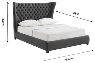 TOV Furniture Sassy Grey Velvet Queen Bed