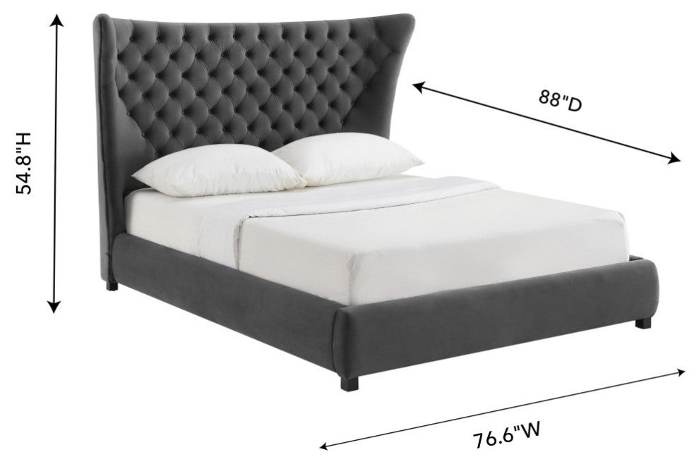 TOV Furniture Sassy Grey Velvet Queen Bed