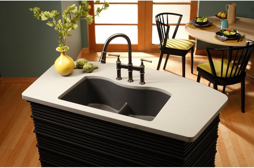 LKEC2037AS Explore Three Hole Faucet With Pull-down Spray Antique Steel