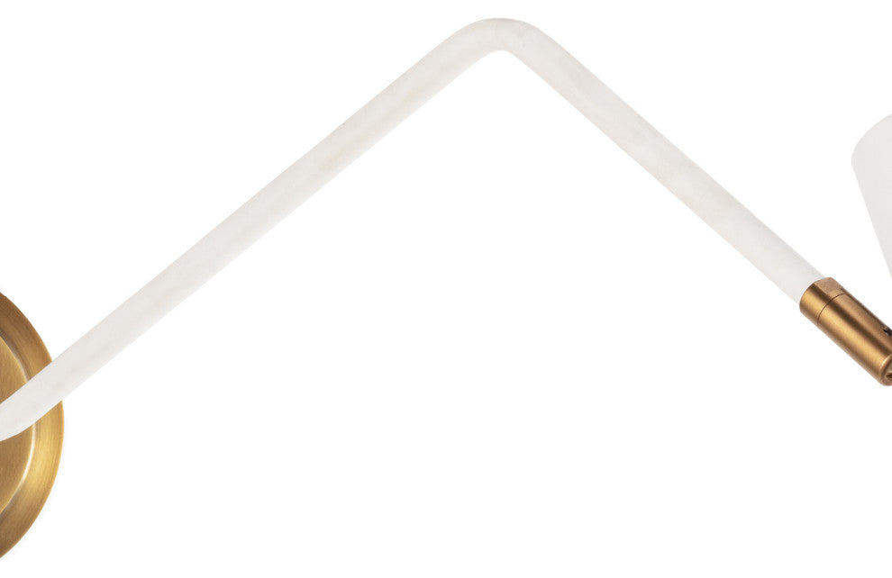 Spyder Single Arm Sconce, White and Natural Brass