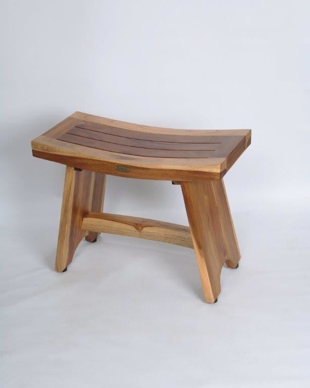 EcoDecors EarthyTeak Serenity Style Shower Bench, 24", Without Shelf