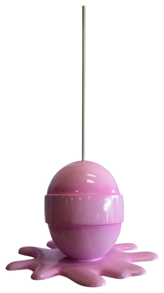 Giant Modern Pink Melting Lollipop Resin Statue 31" x 27" x 56"H