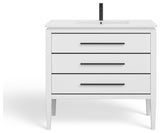 Celios Bathroom Vanity, White With Black Trim, 36", Single Sink, Freestanding