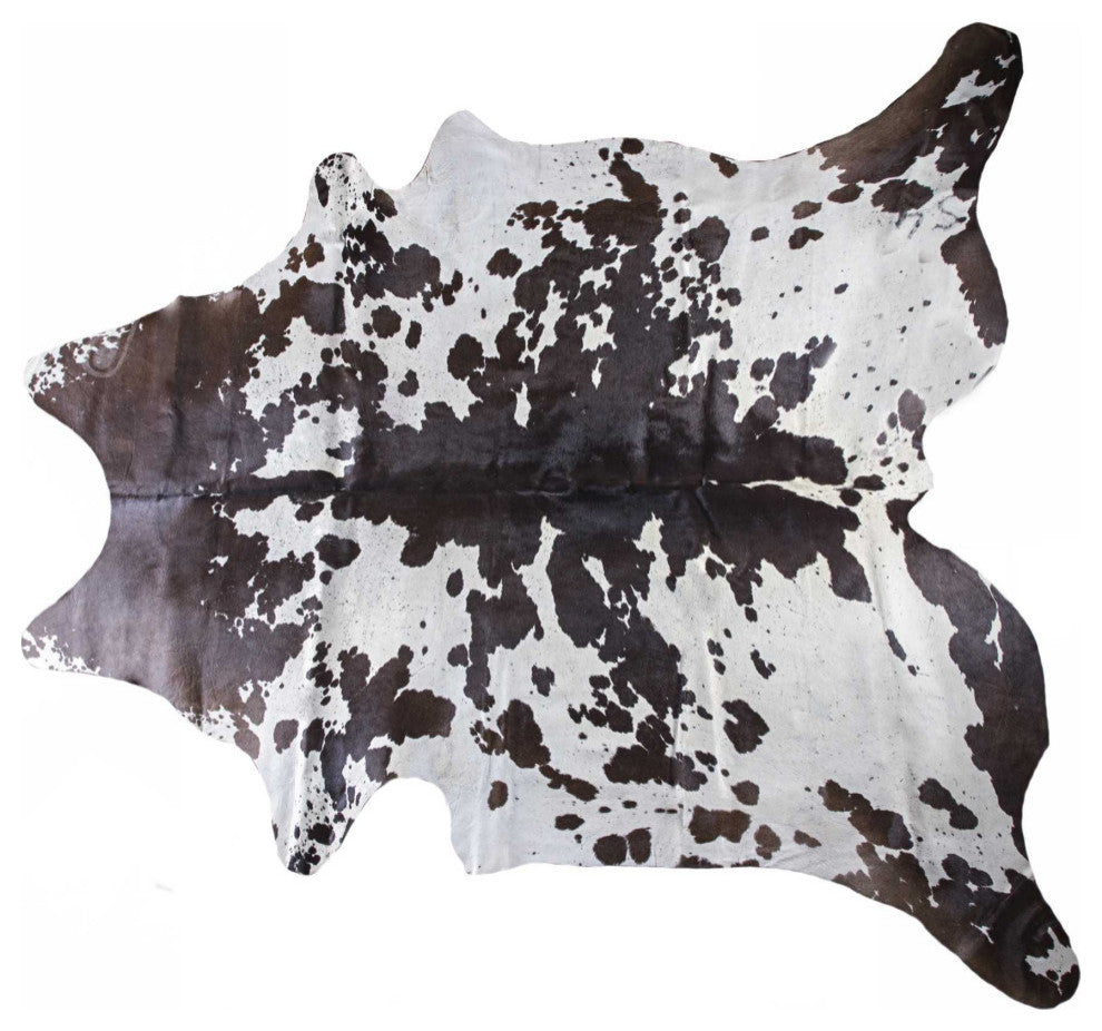 72" X 84" White And Chocolate Cowhide  Rug
