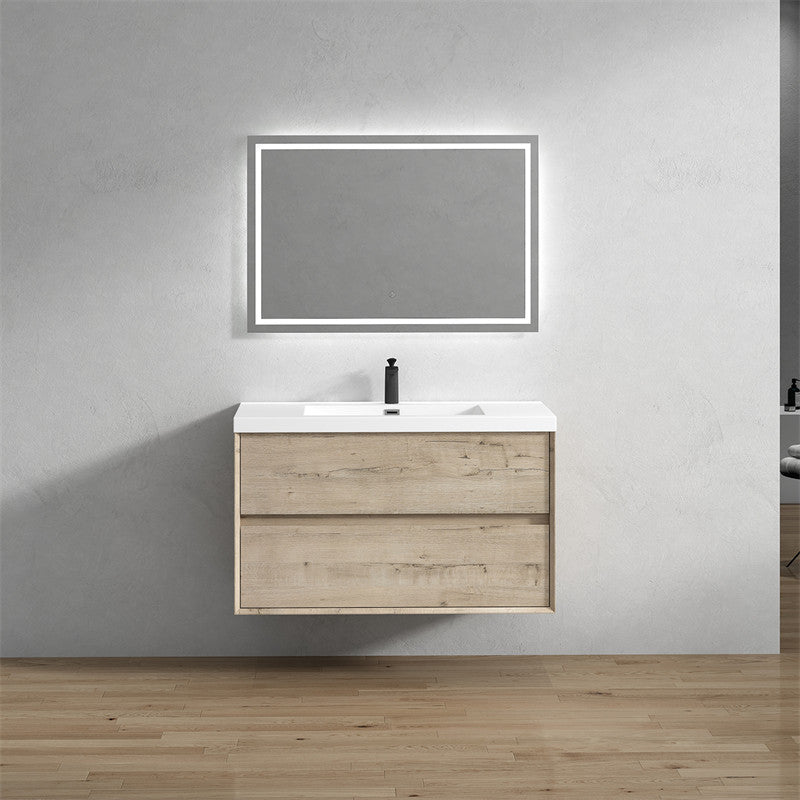 Ashley 42'' Floating Vanity, Acrylic Top, Light White Oak