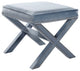 Nixon Velvet Upholstered Ottoman/Bench, Sky Blue
