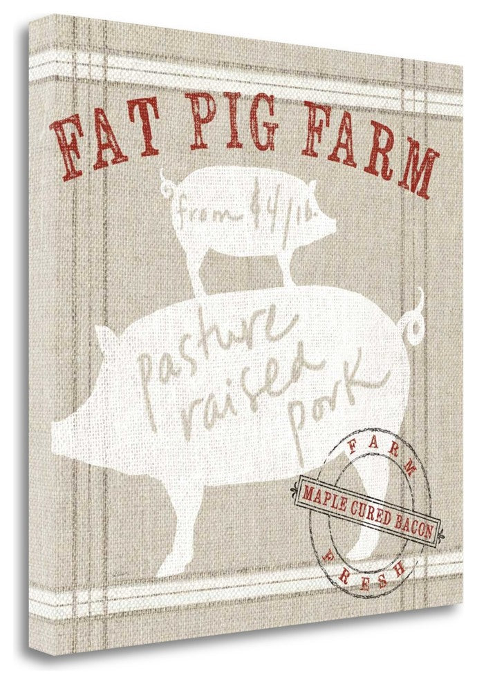 "Farm Linen Pig" By Sue Schlabach, Giclee Print on Gallery Wrap Canvas