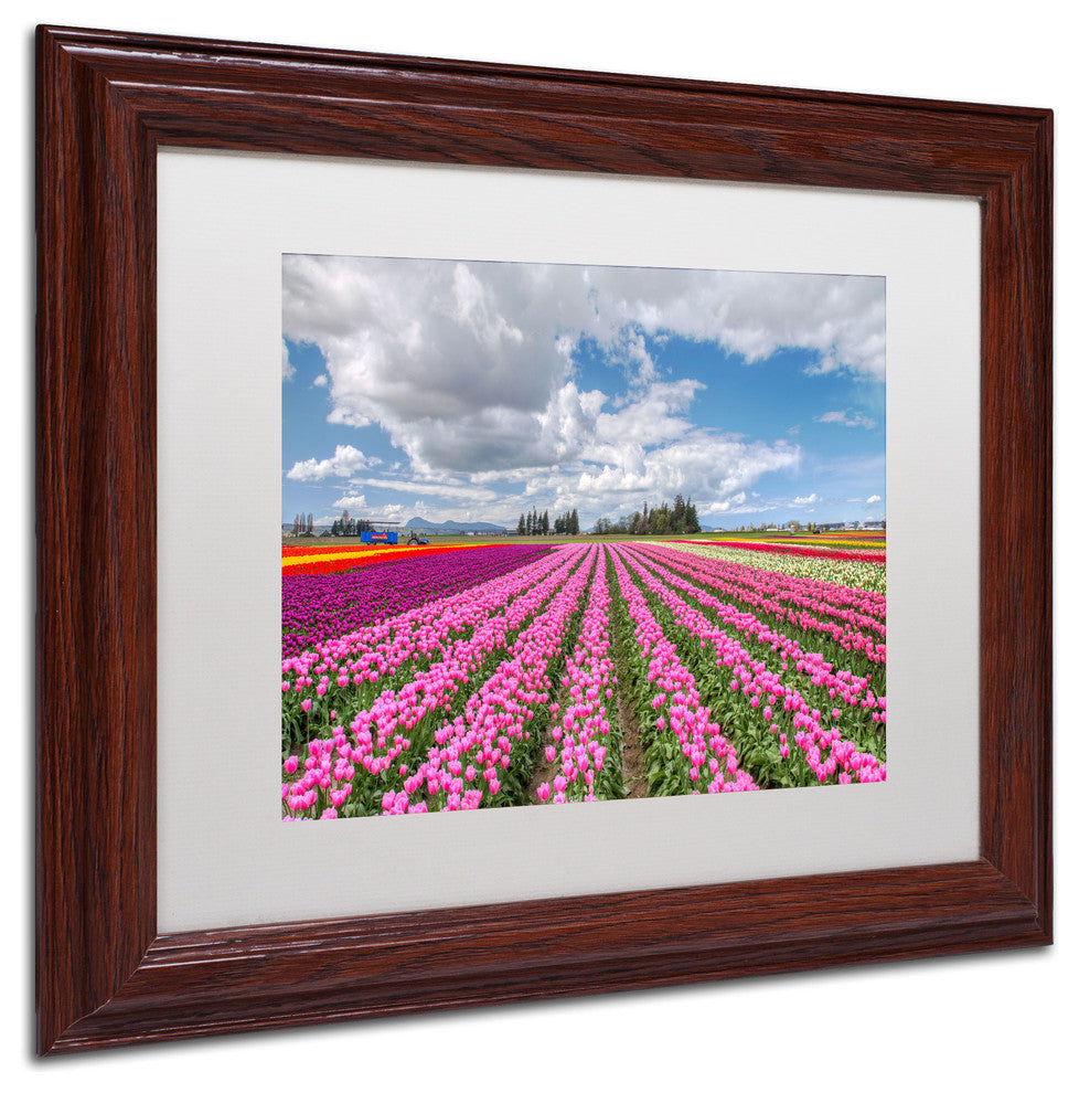'Tulip Field' Matted Framed Canvas Art by Pierre Leclerc