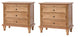 3-Drawer Nightstand With  Built-In Outlets Set of 2, Acorn