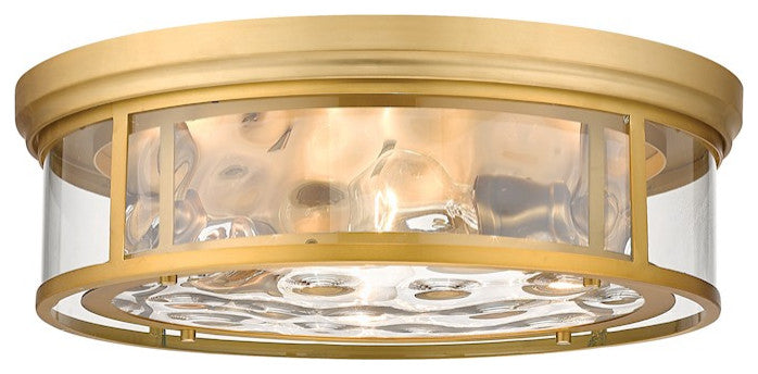 Zlite 493F4-OBR 4-Light Flush Mount, Inner Clear Water & Outer Clear