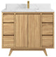 Madison Teak 42 Single Sink Bath Vanity in Light Natural 1.5" Calacatta Laza