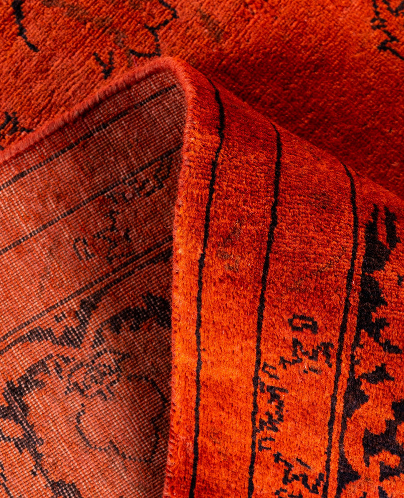 Overdyed One-of-a-Kind Hand-Knotted Area Rug Orange, 4' 9" x 6' 10"