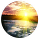 Bright Yellow Sunrise Over Lake, Seashore Disc Metal Wall Art, 23"