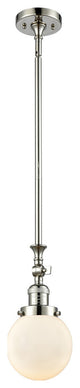 1-Light Beacon 6" Mini Pendant, Polished Nickel, Glass: Matte White Cased