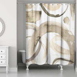 Beige Abstract Circles 71x74 Shower Curtain