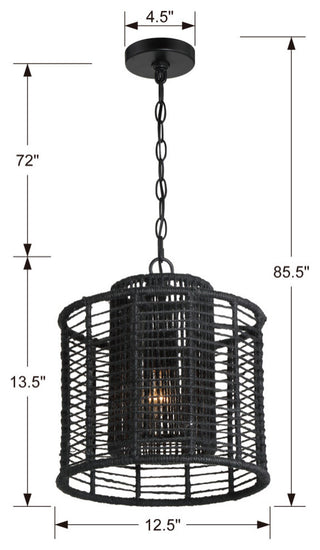 Jayna One Light Pendant in Matte Black