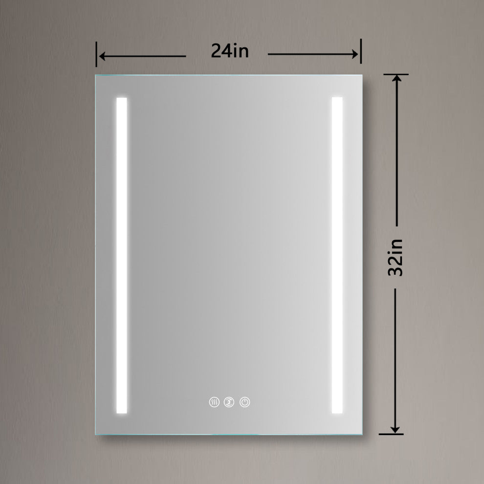 24x32 In. Smart Touch Dimmable Multi-Color Anti-Fog LED Bathroom Vanity Mirror