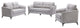 Benzara BM287961 Sofa, Loveseat, Chair Set, Tufted Cushions, Light Gray Velvet