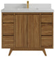 Madison Teak 42 Single Sink Bath Vanity in Dark Natural 2" Carrara Quartz
