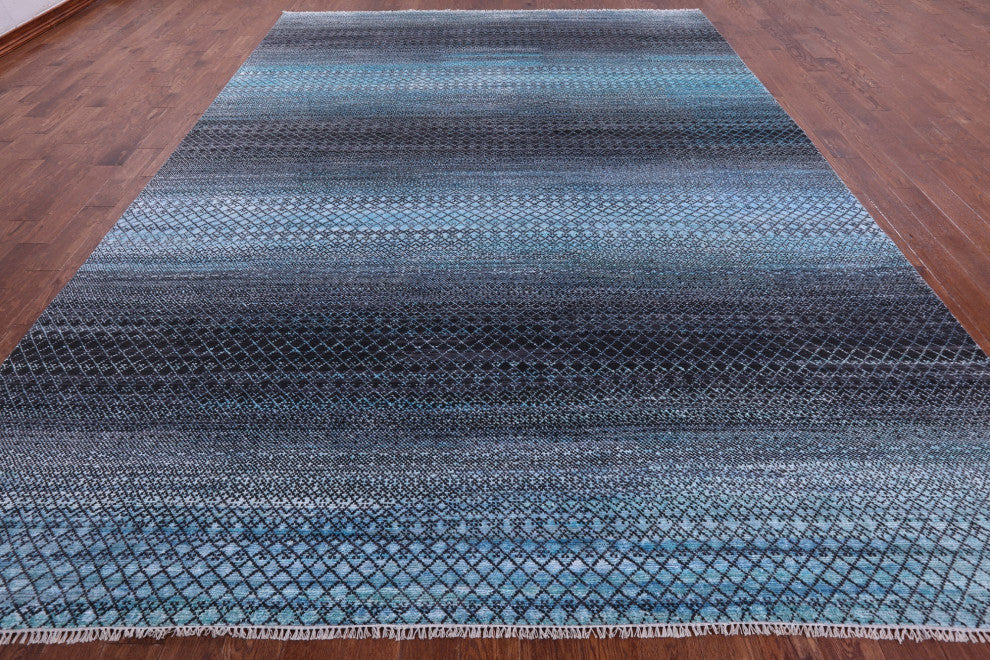10' 1" X 13' 9" Savannah Grass Wool & Silk Handmade Rug - Q15959