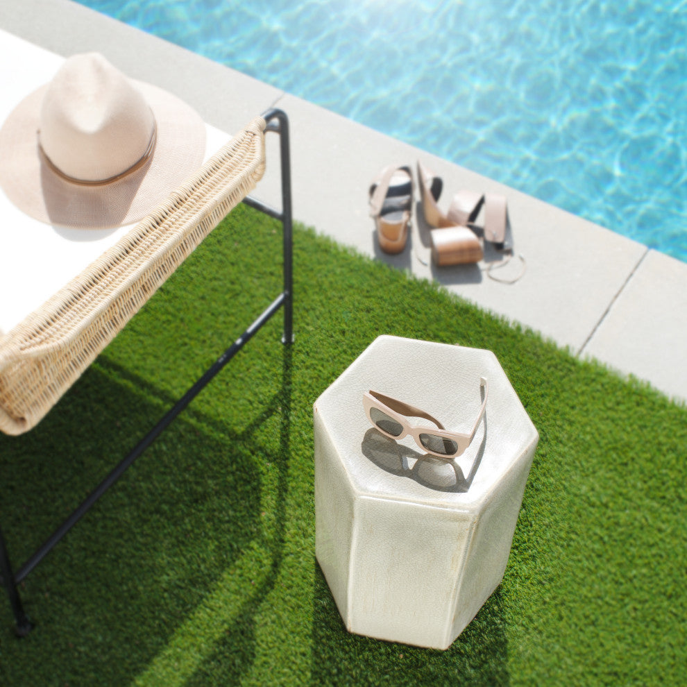 Porto Ceramic Indoor/Outdoor Side Table, Pistachio, Large