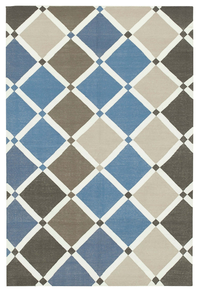Rug N Carpet - Handmade Wool 3' 6'' x 5' 3'' Geometric Dhurrie Kilim Rug
