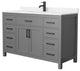 54"SGL Vanity Dark Gray, Carrara Cult. Marble Countertop, Sink, Black Trim