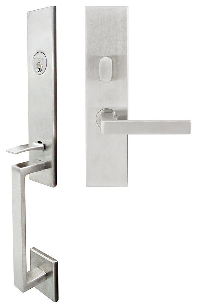 Tokyo Lever, Mortise Entry Handleset, Left Hand Reverse, Satin Stainless Steel