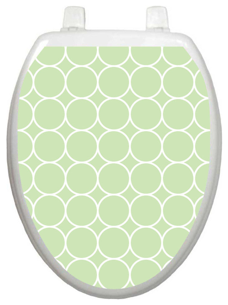Green Bubbles Toilet Tattoos Seat Cover, Vinyl Lid Decal, Bathroom Decor, Elongated