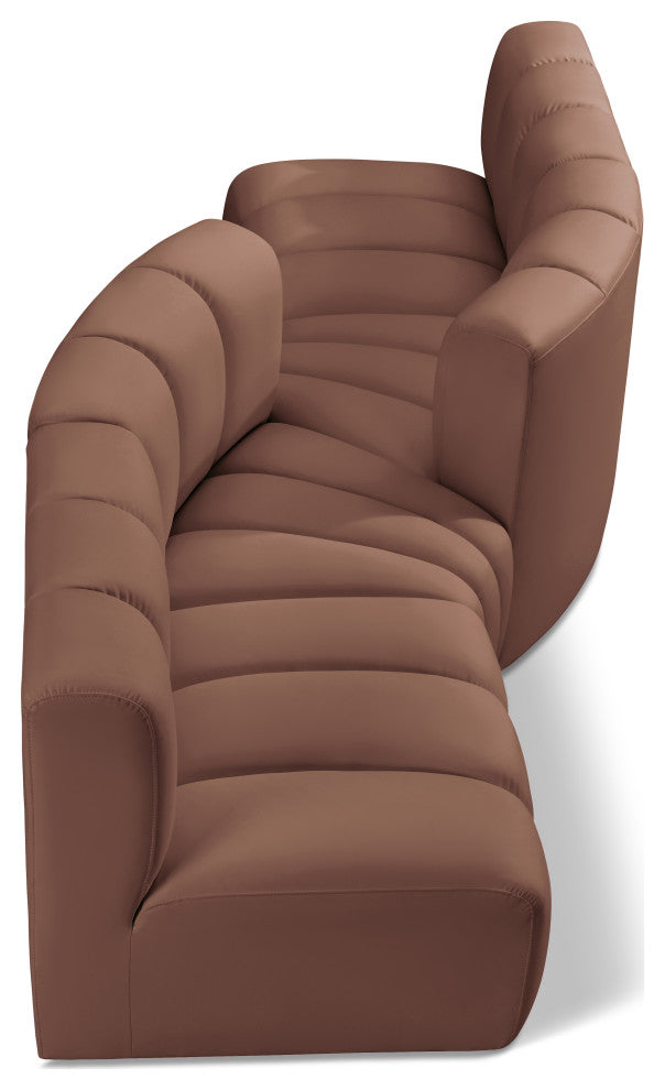 Arc Vegan Leather Upholstered 4-Pc. Facing Modular Sectional, Cognac