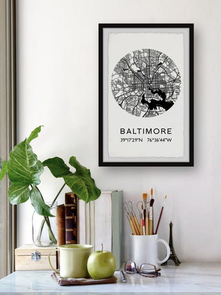"Baltimore Map" Framed Painting Print, 8x12