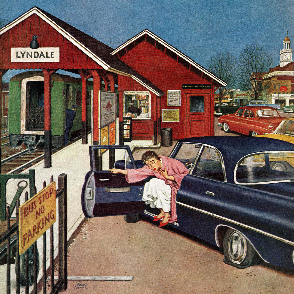 "Flat Tire at the Commuter Station" Print on Canvas by Amos Sewell