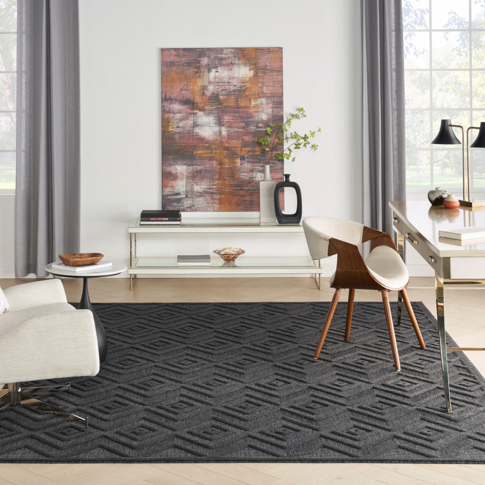 Nourison Versatile 7' x 10' Charcoal/Black Modern Area Rug
