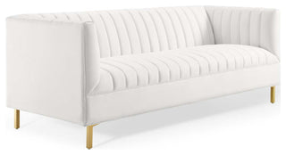 Shift Channel Tufted Performance Velvet Sofa - White
