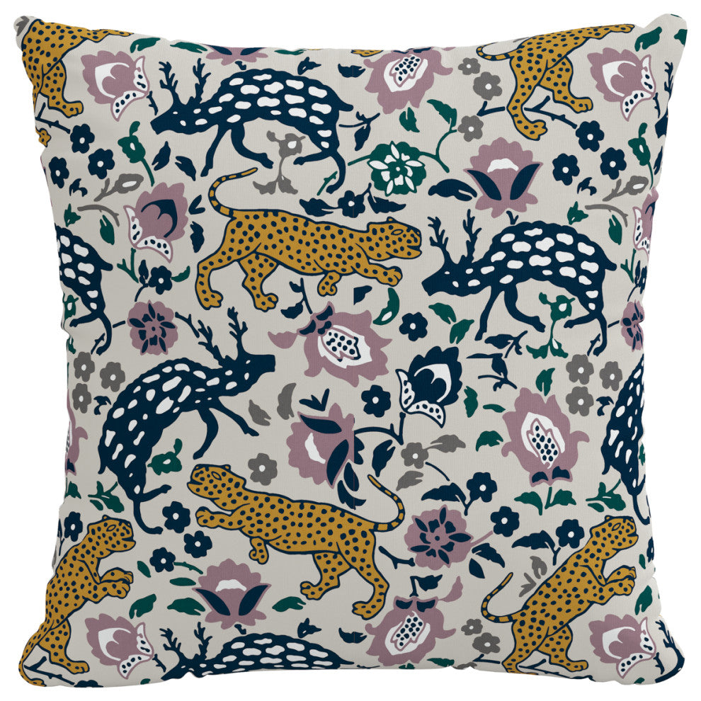 18" Outdoor Pillow Polyester Insert, Leopard Mustard Plum