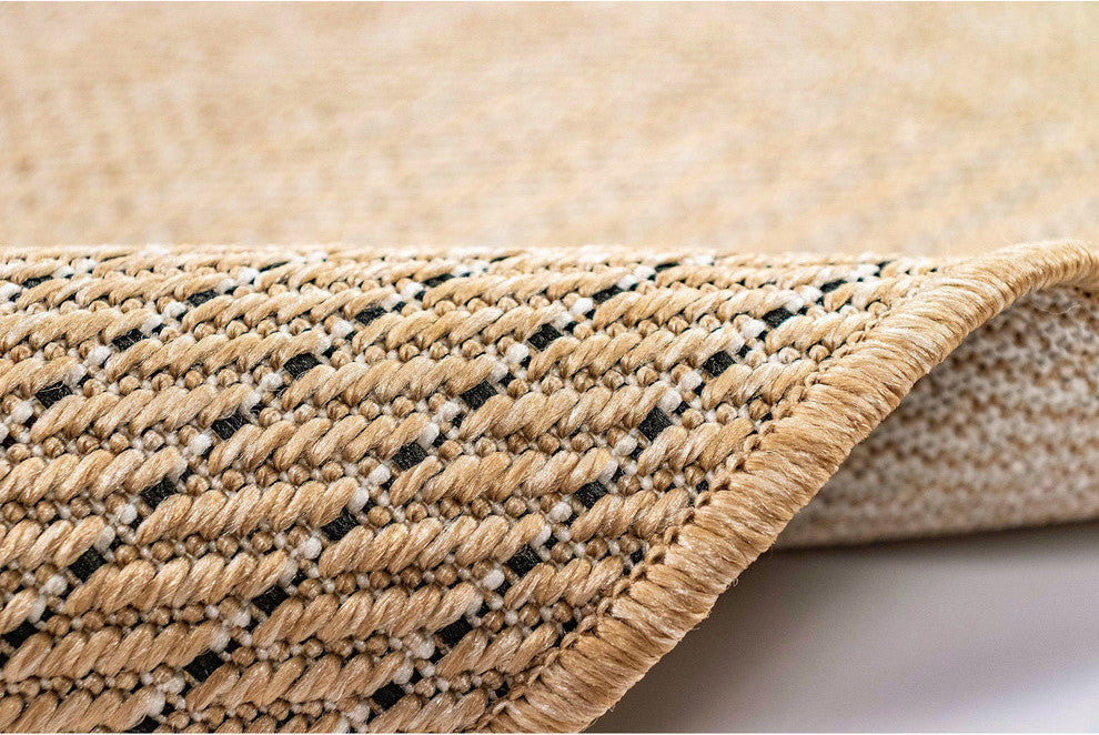Carmel Texture Stripe Indoor/Outdoor Rug, Sand, 7'10"x9'10"