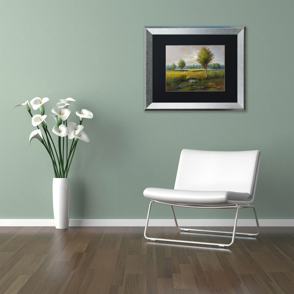 Daniel Moises 'Lonely Tree' Framed Art, Silver Frame, 16"x20", Black Matte