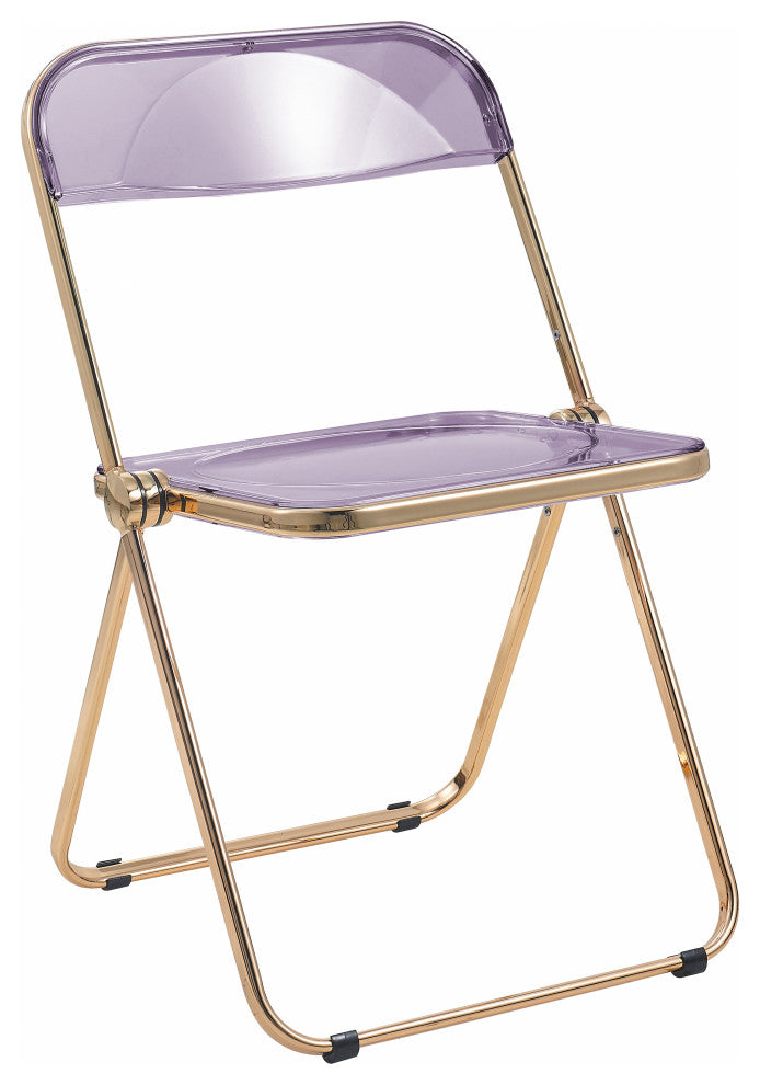 Lawrence Acrylic Folding Chair With Gold Frame, Magenta
