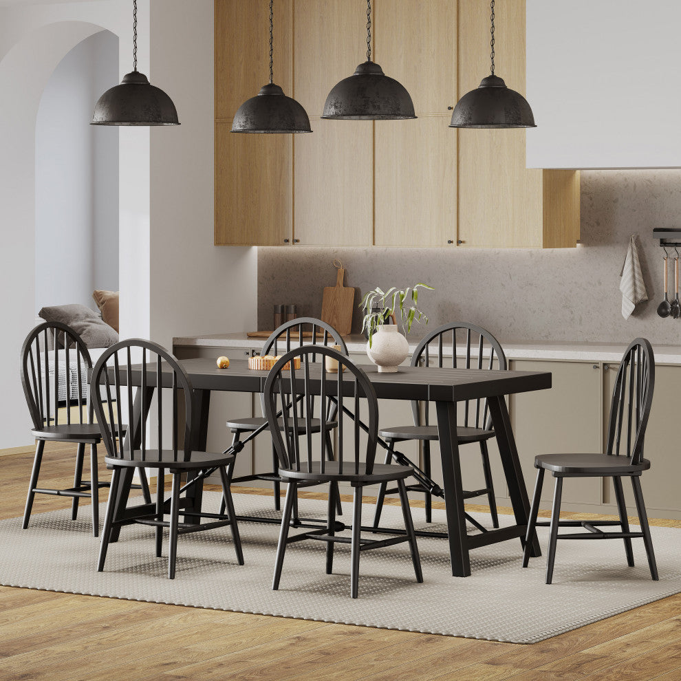 Southview Contemporary Iron and Wood 7-Piece Dining Set, Black